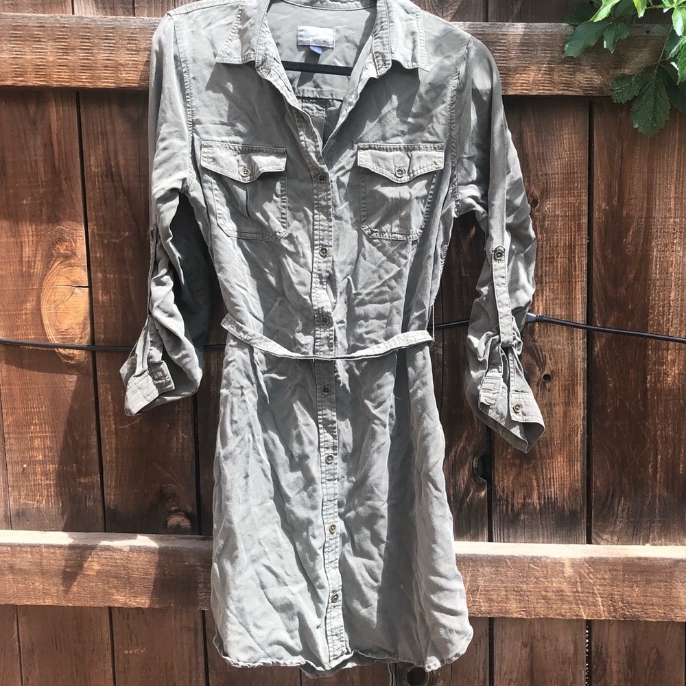 Olive Green Button Up Dress